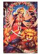 Goddess Durga Slays Demon Maheshasura (vintage postcard art)